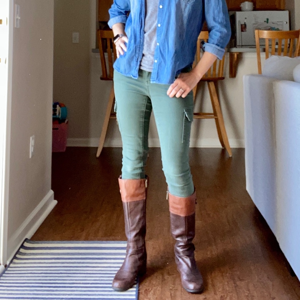 Bandolino knee-high two tone brown leather boots